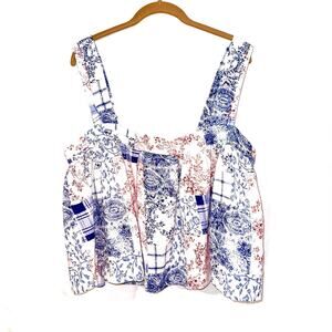 Urban Outfitters Toile Print Crop Top Size XL Vtg Print Summer Style